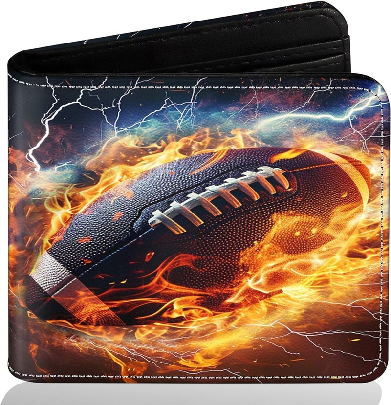 ZHIMEBYE Boys Wallet for Teens, Cool Kids Football Wallet for Boys Ages 8-10 9-12 11-15, Funny Leather Bifold Rfid Blocking, Coin Pocket Id Window for Teen Men Youth Guys Birthday Christmas Gifts - Image 1
